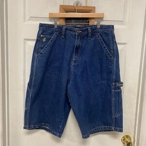 Rocawear Mens Denim Carpenter Shorts Baggy Fit Blue Wash Size 40